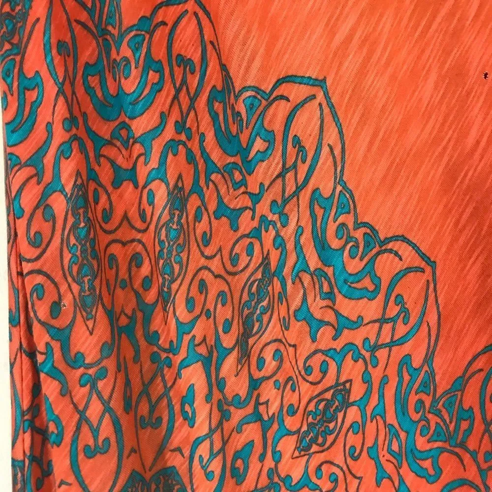 Tommy Bahama Orange Printed Maxi Dress w/ Pinholes Size S - Picture 3 of 14